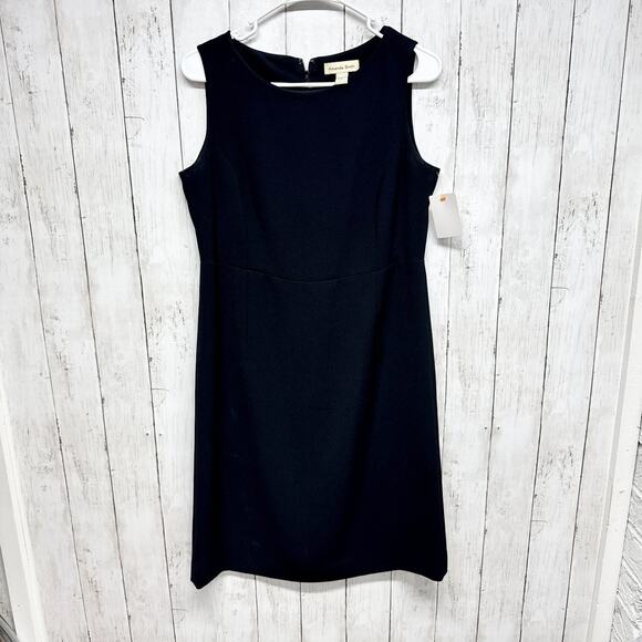Amanda Smith Dress Women Size 8 Black Sleeveless Sheath Mini Zip Back Business - Picture 1 of 7